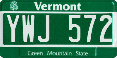 VT license plate YWJ572