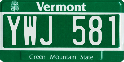 VT license plate YWJ581