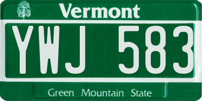 VT license plate YWJ583