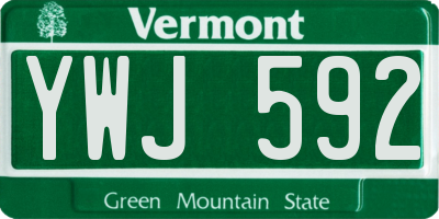 VT license plate YWJ592