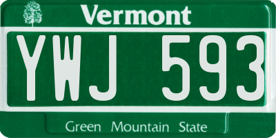 VT license plate YWJ593