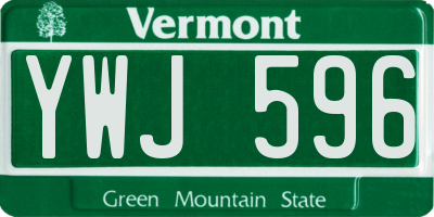 VT license plate YWJ596