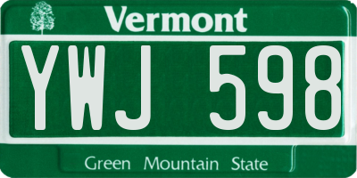 VT license plate YWJ598
