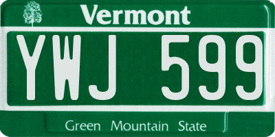 VT license plate YWJ599