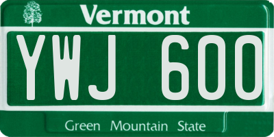 VT license plate YWJ600