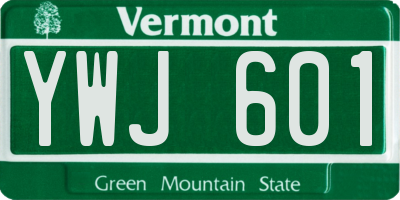 VT license plate YWJ601
