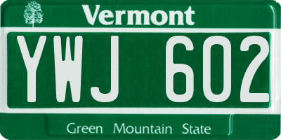 VT license plate YWJ602