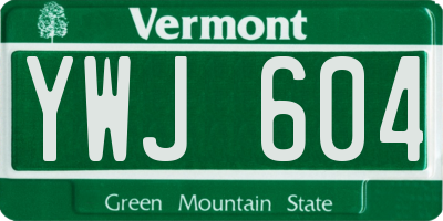 VT license plate YWJ604