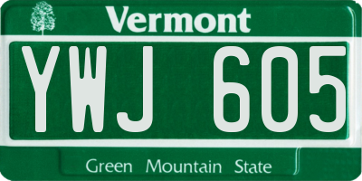 VT license plate YWJ605