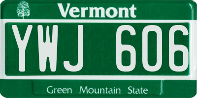 VT license plate YWJ606