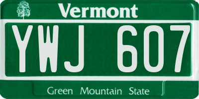 VT license plate YWJ607