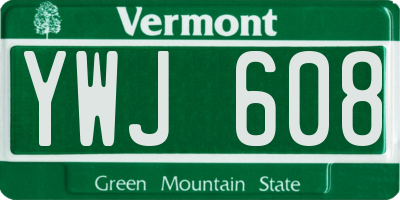 VT license plate YWJ608