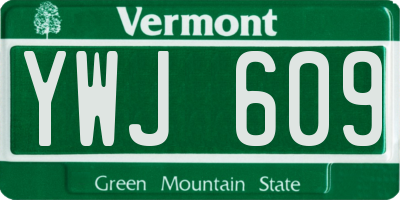 VT license plate YWJ609