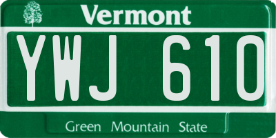VT license plate YWJ610