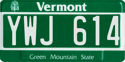 VT license plate YWJ614