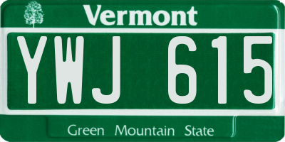 VT license plate YWJ615