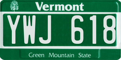 VT license plate YWJ618