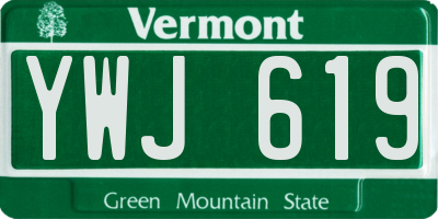 VT license plate YWJ619