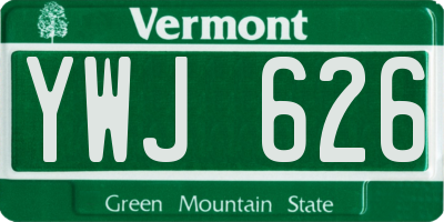 VT license plate YWJ626
