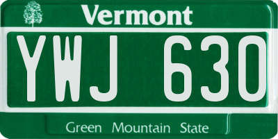 VT license plate YWJ630