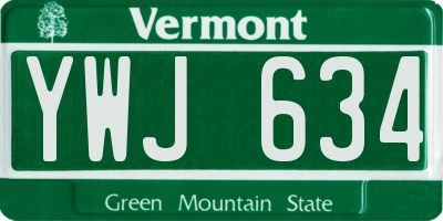 VT license plate YWJ634