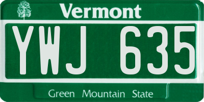VT license plate YWJ635