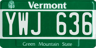 VT license plate YWJ636