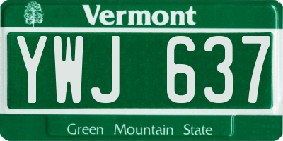 VT license plate YWJ637
