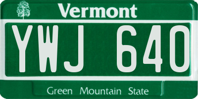 VT license plate YWJ640