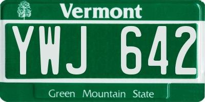 VT license plate YWJ642