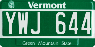 VT license plate YWJ644