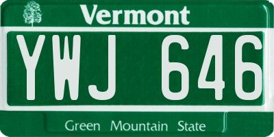 VT license plate YWJ646