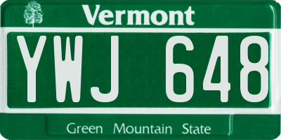 VT license plate YWJ648