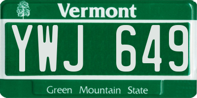 VT license plate YWJ649