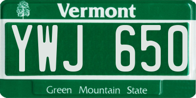 VT license plate YWJ650