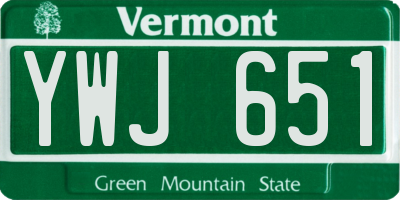VT license plate YWJ651