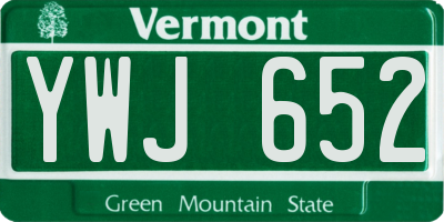 VT license plate YWJ652