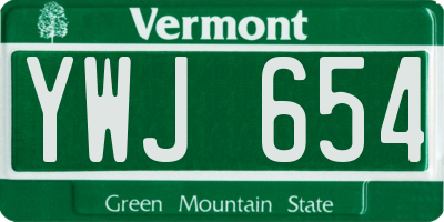VT license plate YWJ654