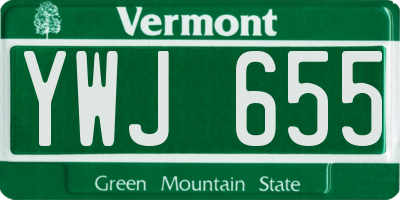 VT license plate YWJ655