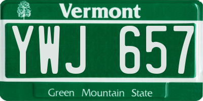 VT license plate YWJ657