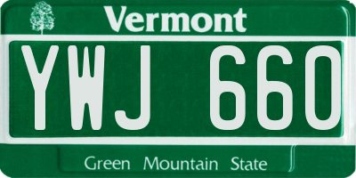 VT license plate YWJ660