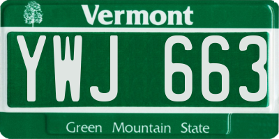 VT license plate YWJ663