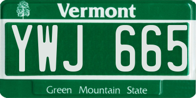 VT license plate YWJ665