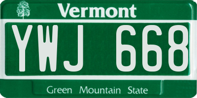 VT license plate YWJ668