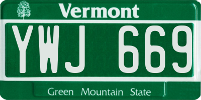VT license plate YWJ669
