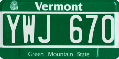 VT license plate YWJ670