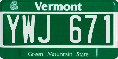 VT license plate YWJ671