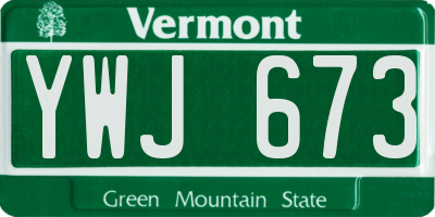 VT license plate YWJ673