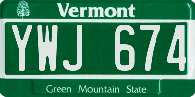 VT license plate YWJ674