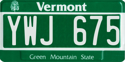 VT license plate YWJ675